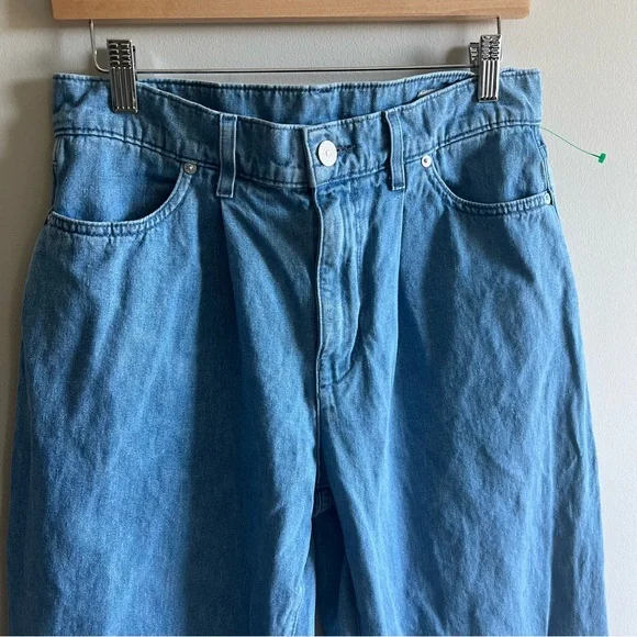 Ayr "The Hooky" High Rise Pleated Cotton/Hemp Size 28 Light Blue - Picture 2 of 15